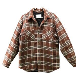 Aritzia TNA Plaid Shacket Womens M Oversized Brown Quilted Lining Jacket Wool